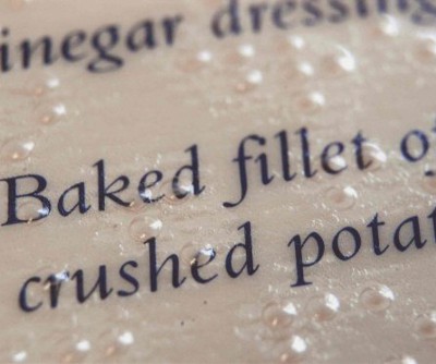 close-up of Braille on a menu