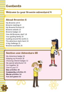 Brownie Adventures contents page - adapted for large print