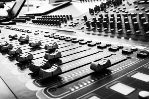 Photo of an audio mixing desk