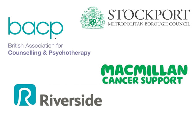 BACP, Stockport MBC, Macmillan & Riverside logos