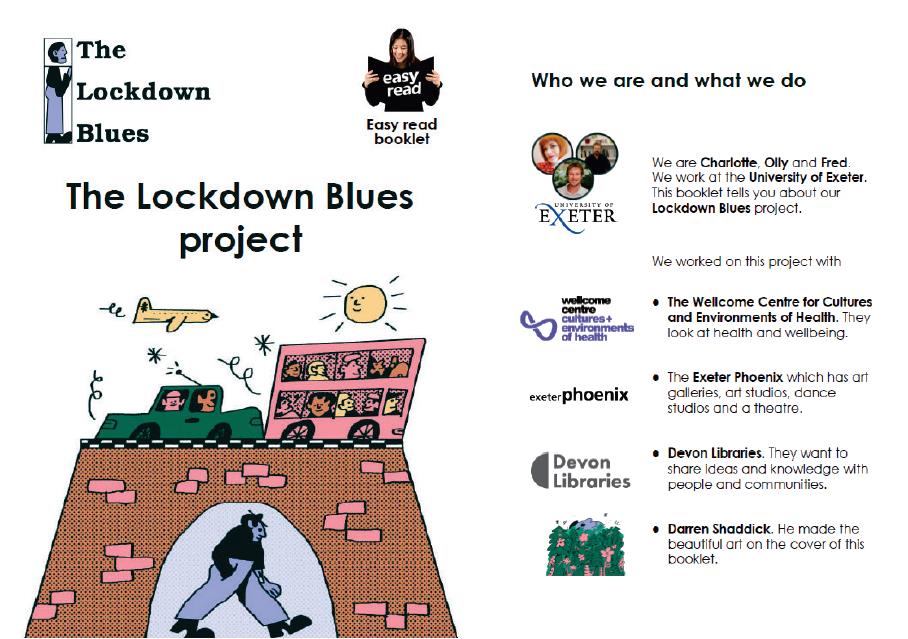 The cover and first page of an Easy Read document called 'The Lockdown Blues Project'
