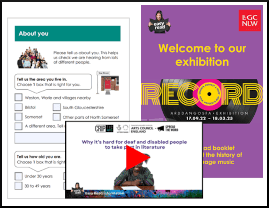 Easy Read survey, exhibition booklet and video