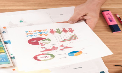 A sheet of paper with several colourful graphs on it.