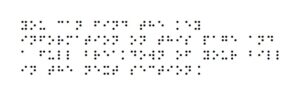 Black dot digital version of the Braille transcription of an 'Important Information' document
